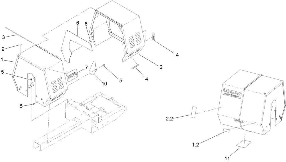 Cowling Assembly Diagram and Parts List for 60221 400000000 - 404319999 Toro Cement Mixer