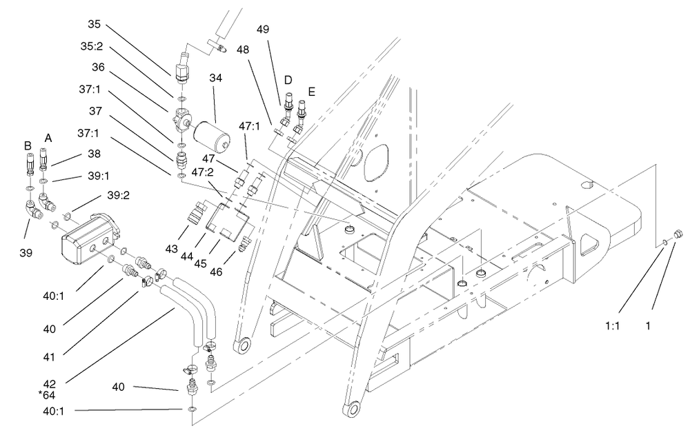 Hydraulic Assembly (Continued) Diagram and Parts List for 22304 900001 - 990001 Toro Lawn Tractor Accessories