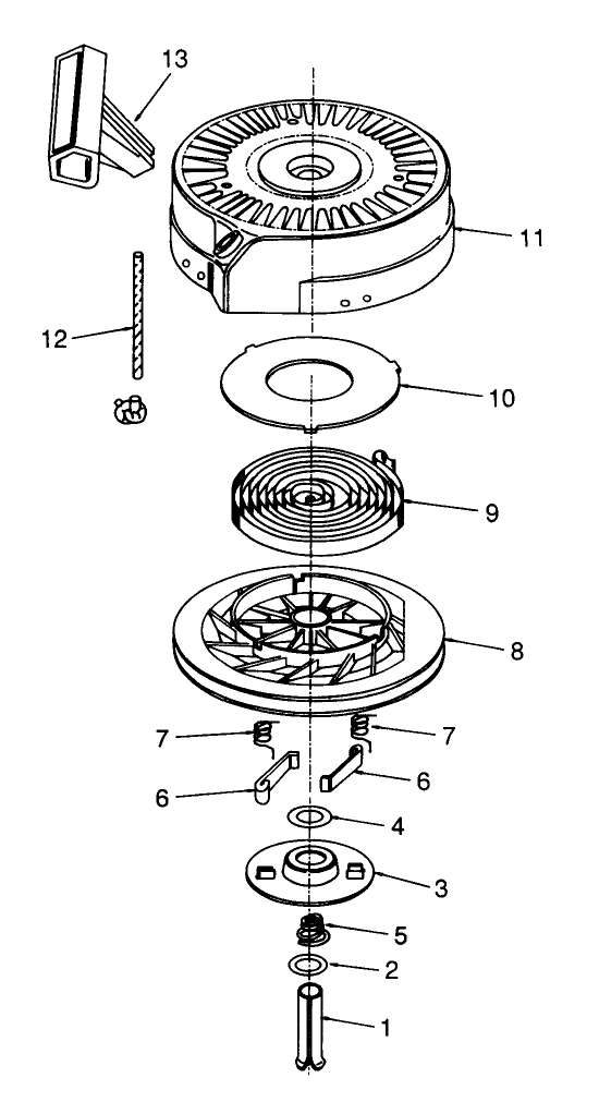 Rewind Starter Tecumseh No. 590621 Diagram and Parts List for 26651 9000001 - 9999999 Toro Lawn Mower