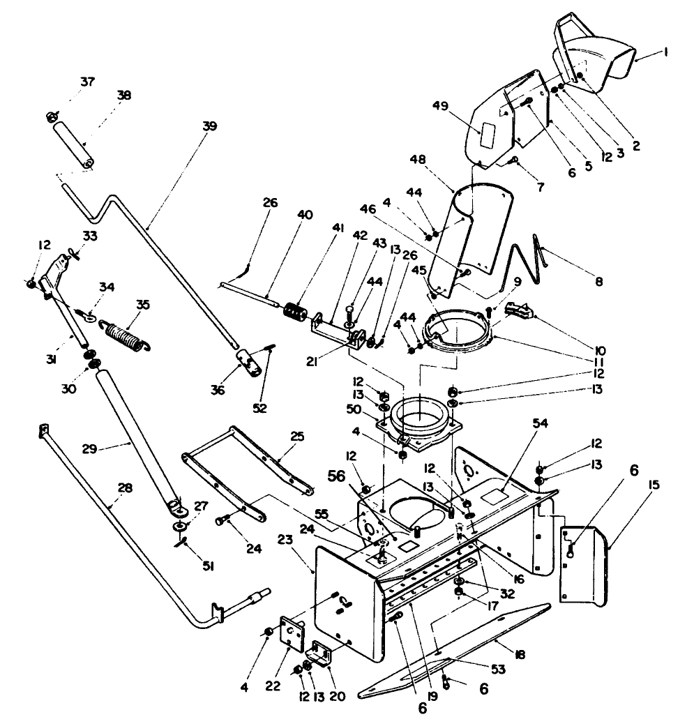 Control & Chute Assembly Diagram and Parts List for 79360 4900001 - 4999999 Toro Lawn Tractor