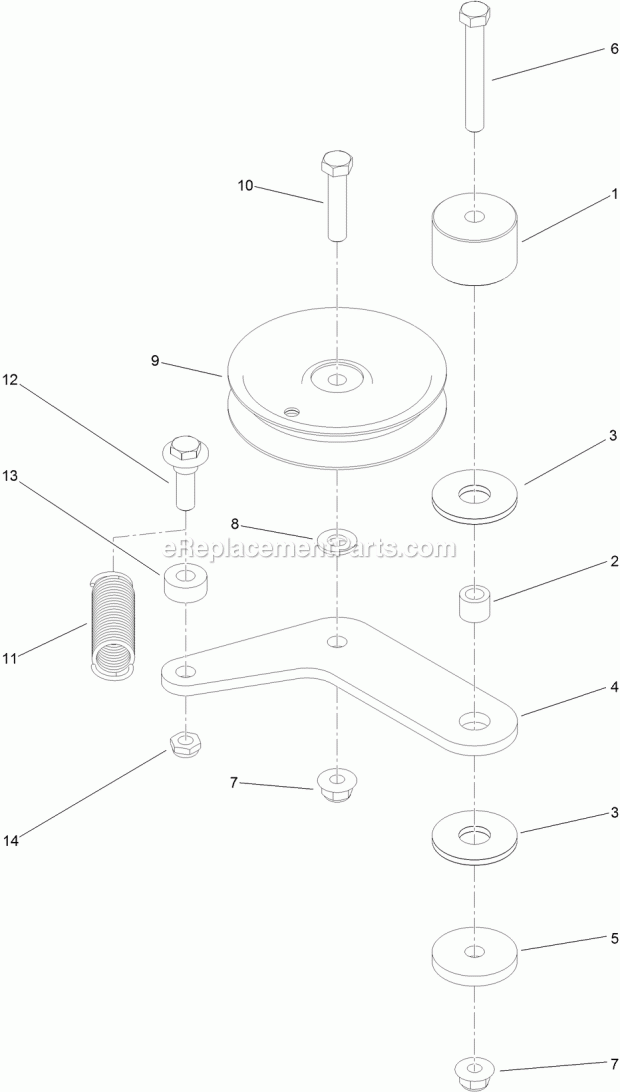 Pump Idler Assembly Diagram and Parts List for 74575 315000001-315999999 Toro Lawn Mower