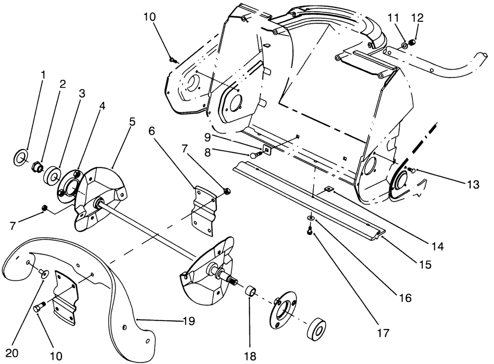 Auger Assembly Diagram and Parts List for 38175 4900001 - 4999999 Toro Snow Blower