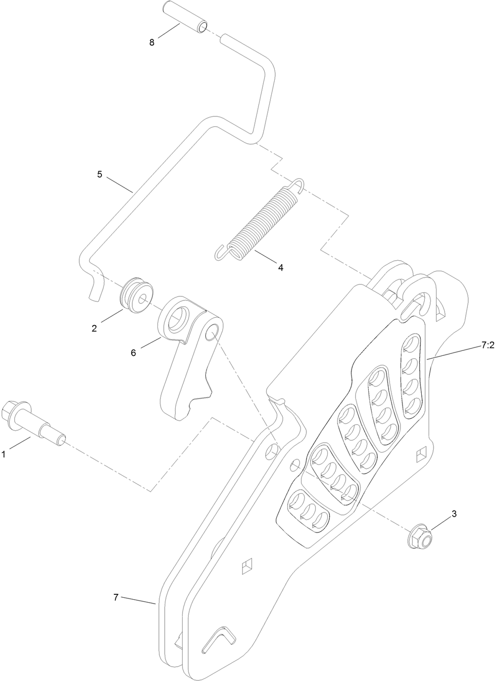 Height-Of-Cut Assembly No. 109-7438 Diagram and Parts List for 72906 412200000 - 999999999 Toro Lawn Tractor