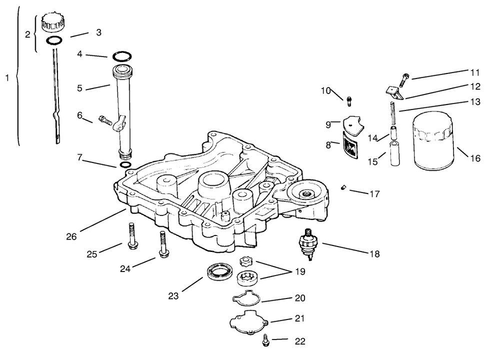 Oil Pan/Lubrication Diagram and Parts List for 72064 8900600 - 8999999 Toro Lawn Tractor