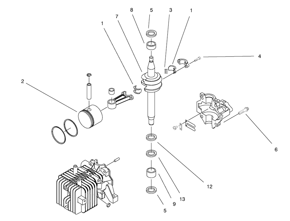 Crankshaft Assembly Diagram and Parts List for 20709 8900001 - 89999999 Toro Lawn Mower