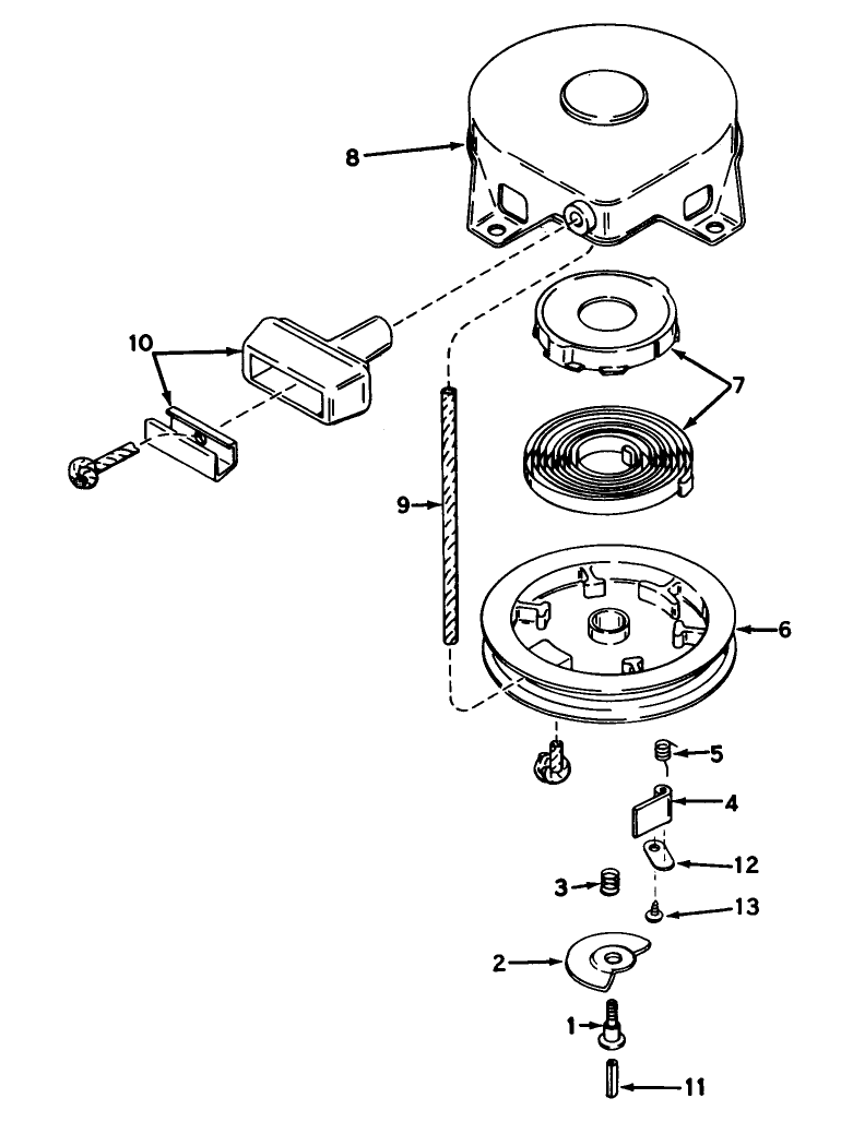 Rewind Starter No. 590473 Diagram and Parts List for 38045 4000001 - 4999999 Toro Snow Blower