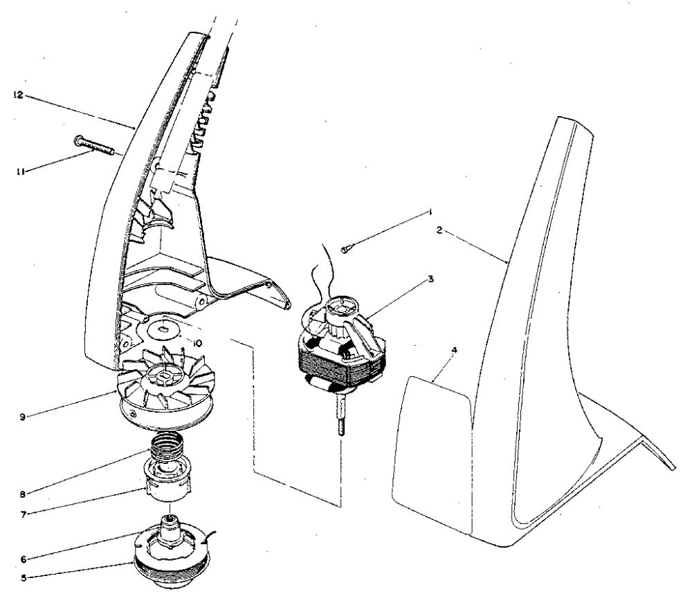 Motor And Housing Assembly Diagram and Parts List for 910  Toro Trimmer
