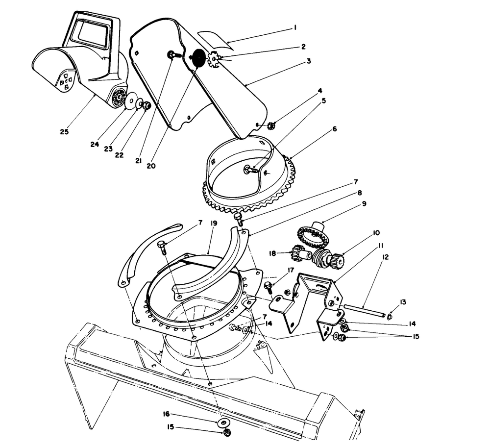 Discharge Chute Assembly Diagram and Parts List for 38181 3900001 - 3999999 Toro Snow Blower
