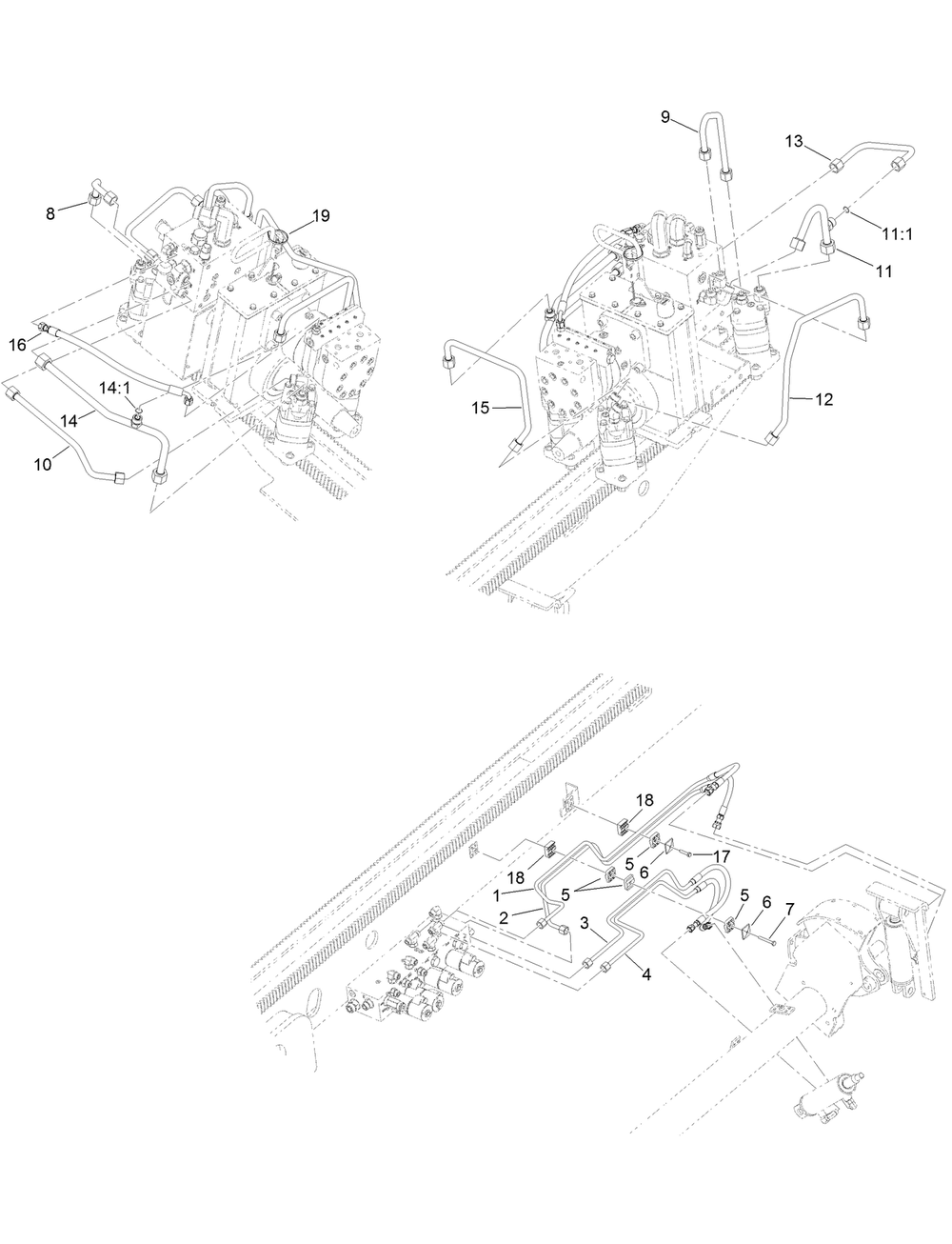 Carriage Rear Cam Hydraulic Tube Assembly Diagram and Parts List for 23803 400000000 - 999999999 Toro Lawn Tractor Accessories