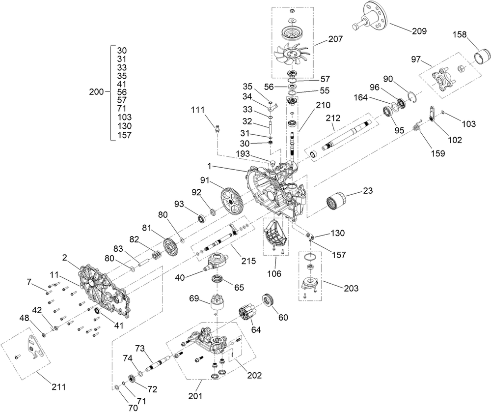 Rh Transmission Assembly Diagram and Parts List for 44409 407700000-409999999 Toro Lawn Mower