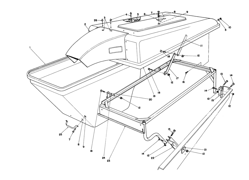 Hopper Assembly Diagram and Parts List for 30576 800001 - 899999 Toro Lawn Tractor Accessories