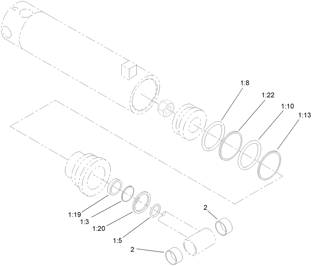 Hydraulic Cylinder Assembly No. 107-9473 Diagram and Parts List for 23163 317000001 - 317999999 Toro Lawn Tractor Accessories