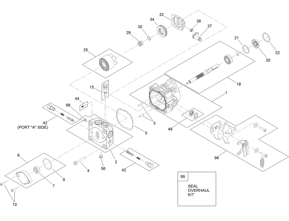 Hydraulic Pump Assembly No. 119-0176 Diagram and Parts List for 74536TE 413000000 - 417999999 Toro Lawn Tractor