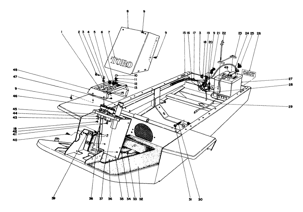Instrument Panel And Steering Post Assembly Diagram and Parts List for 30550 80000001 - 89999999 Toro Lawn Tractor