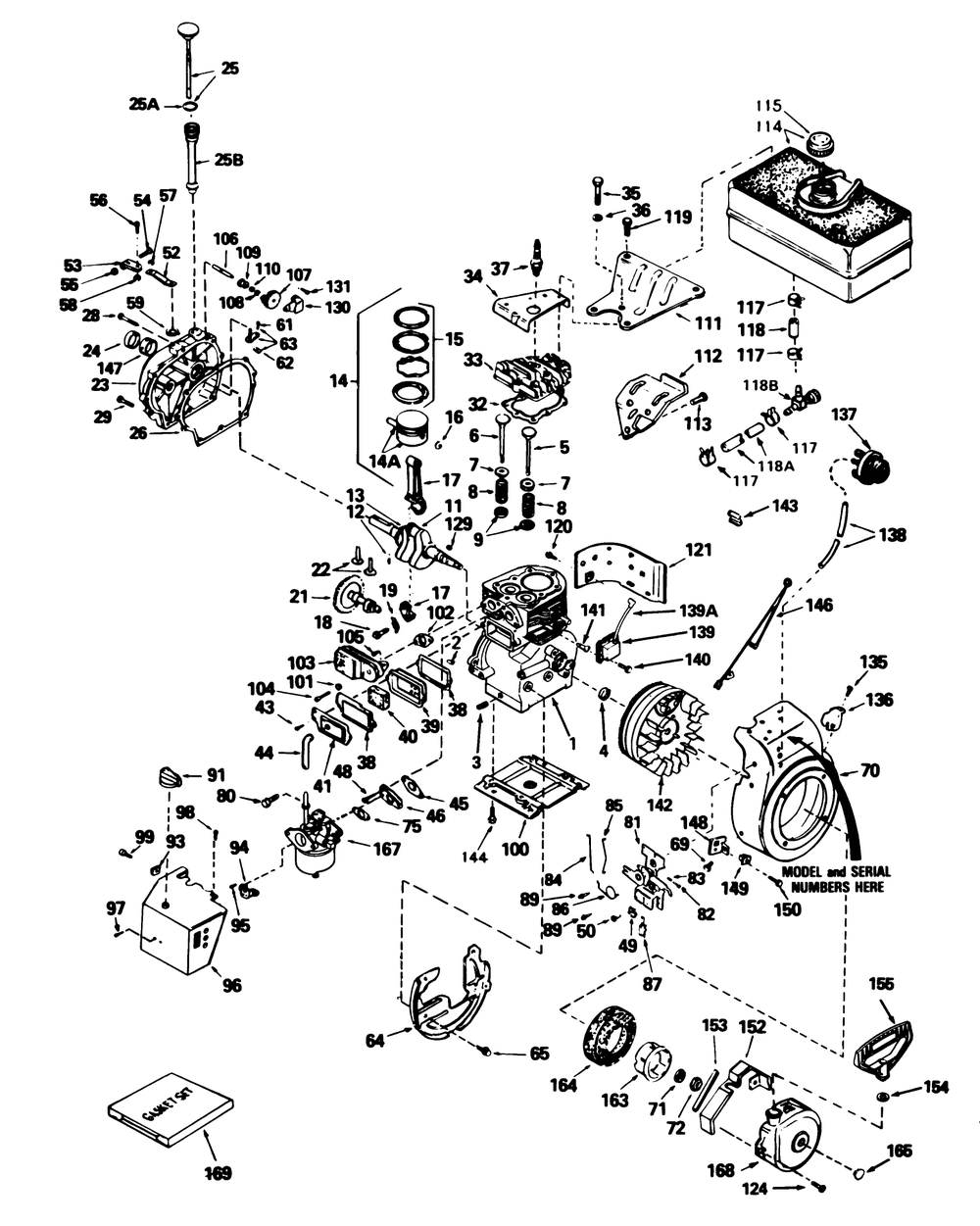 Engine, Tecumseh Model No. H70-130259k (7 H.P. Snowthrower Model No. 38050) Diagram and Parts List for 38040 6000001 - 6999999 Toro Snow Blower