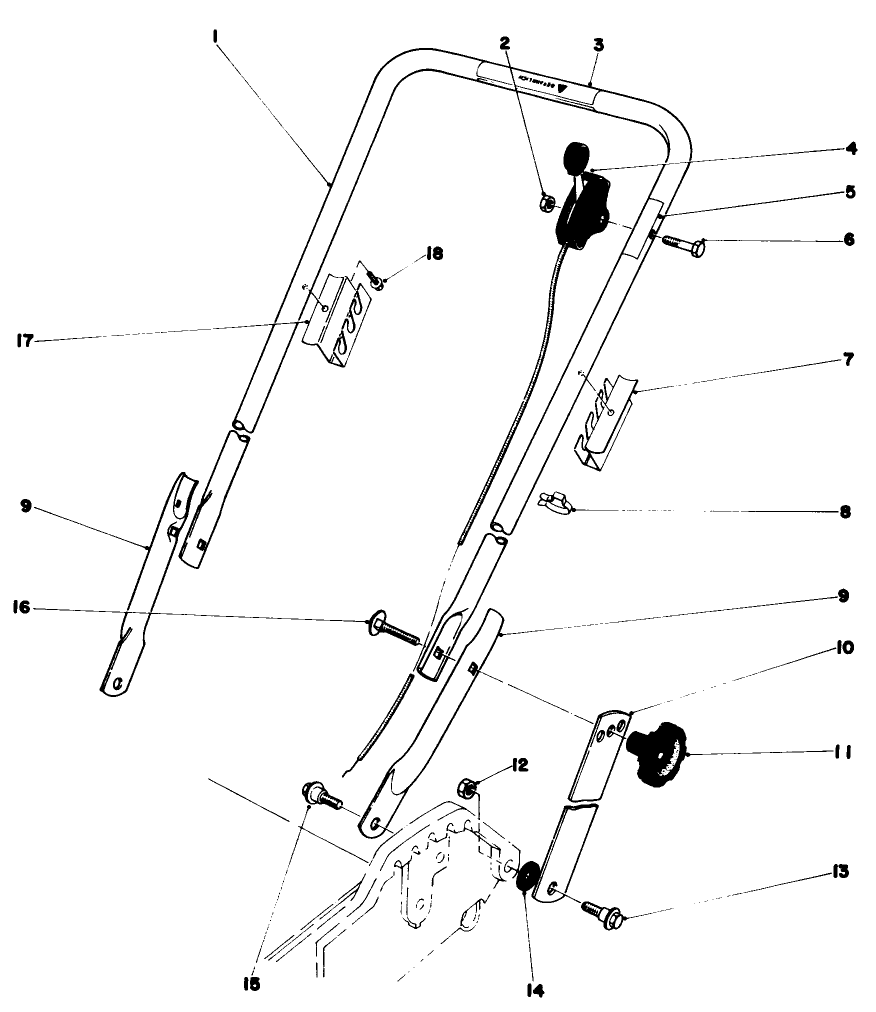 Handle Assembly Diagram and Parts List for 20758 2000001 - 2999999 Toro Lawn Mower