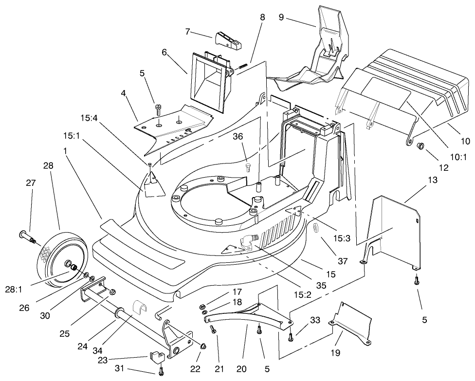 Housing Assembly Diagram and Parts List for 21012 8900001 - 8999999 Toro Lawn Mower