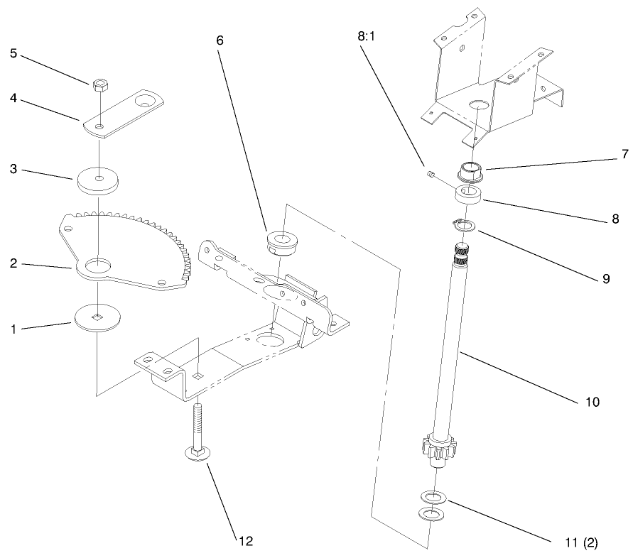 Lower Steering Diagram and Parts List for 72102 7900001 - 7999999 Toro Lawn Tractor