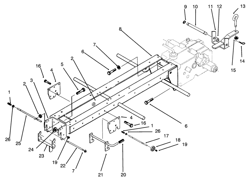 Frame & Hitches Diagram and Parts List for 73400 6900001 - 6999999 Toro Lawn Tractor