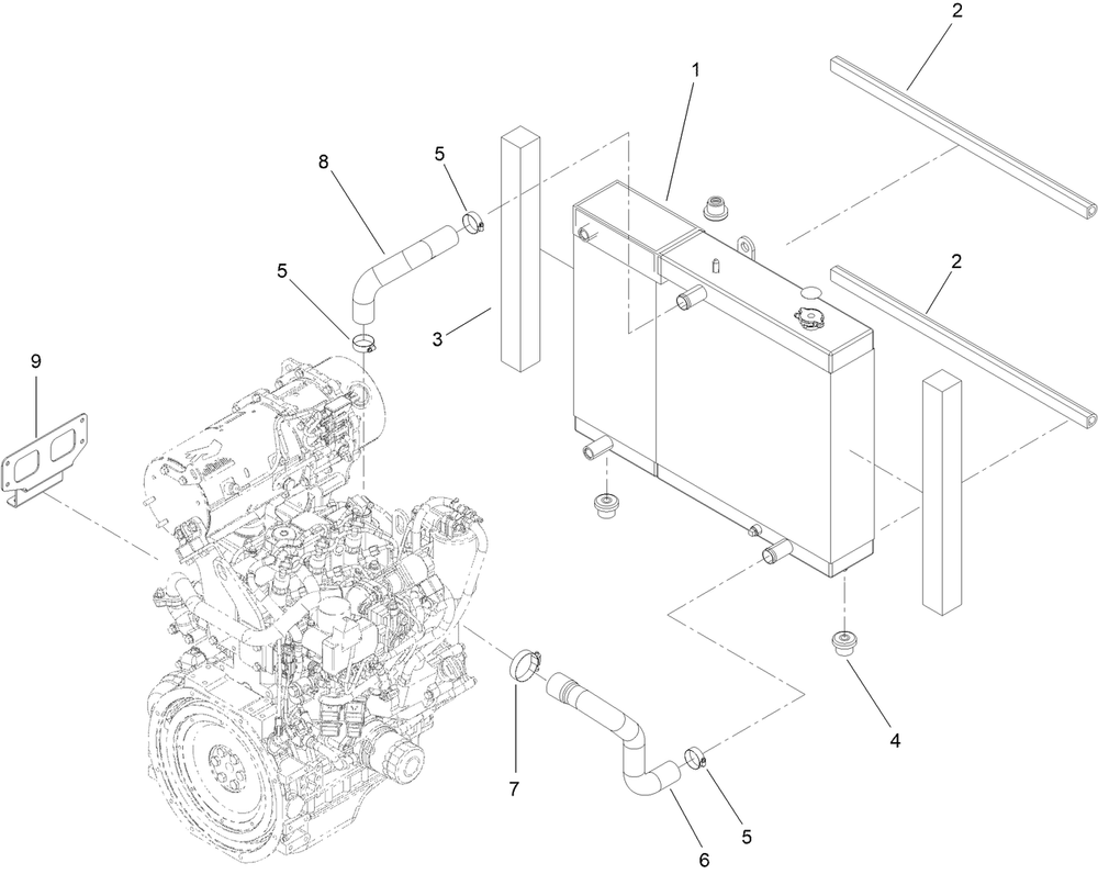 Cooling System Assembly Diagram and Parts List for 25530T 323000000 - 999999999 Toro Lawn Tractor Accessories