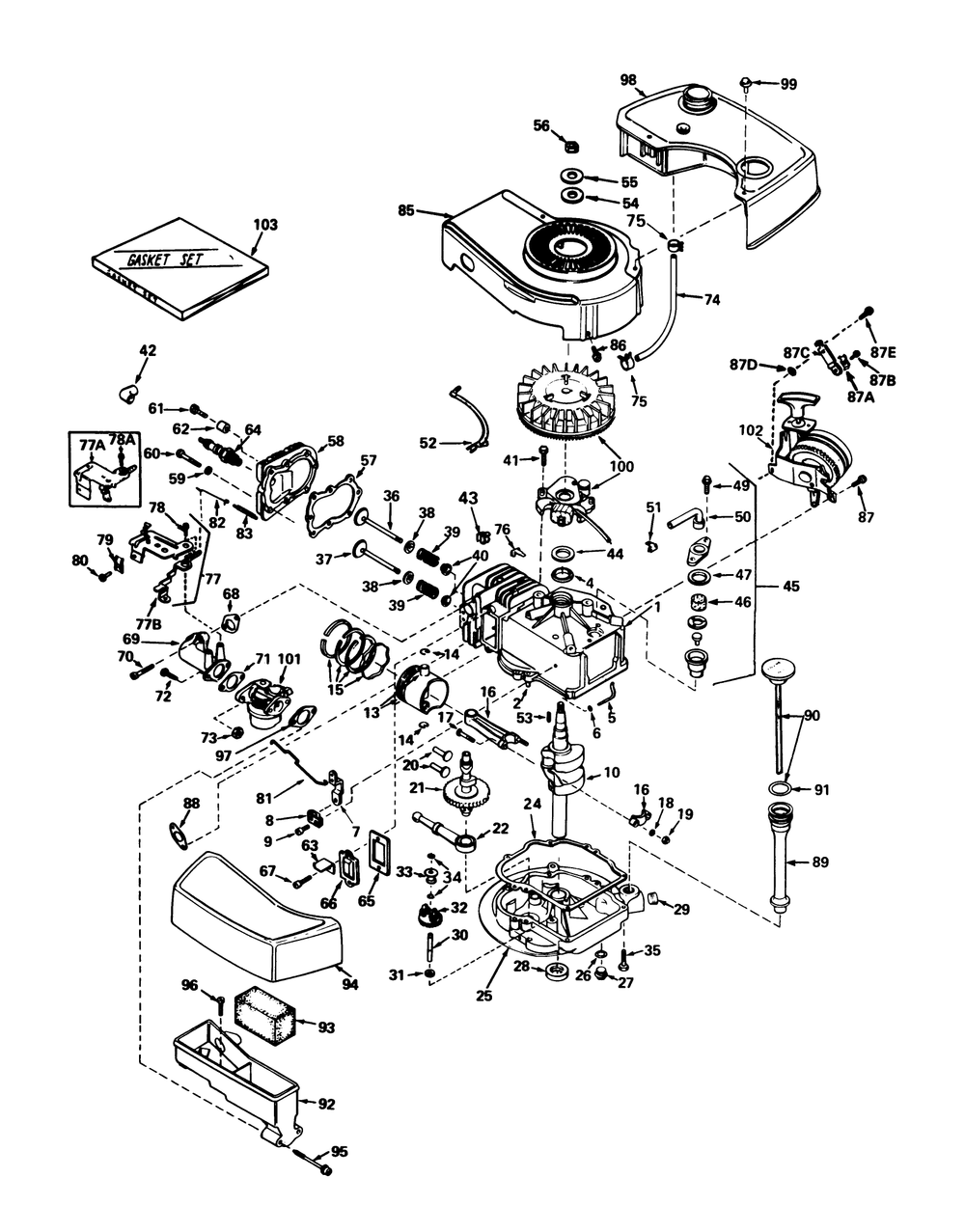 Engine Tecumseh Model No. Tnt 100-10049a Diagram and Parts List for 20575 8000001 - 8007500 Toro Lawn Mower