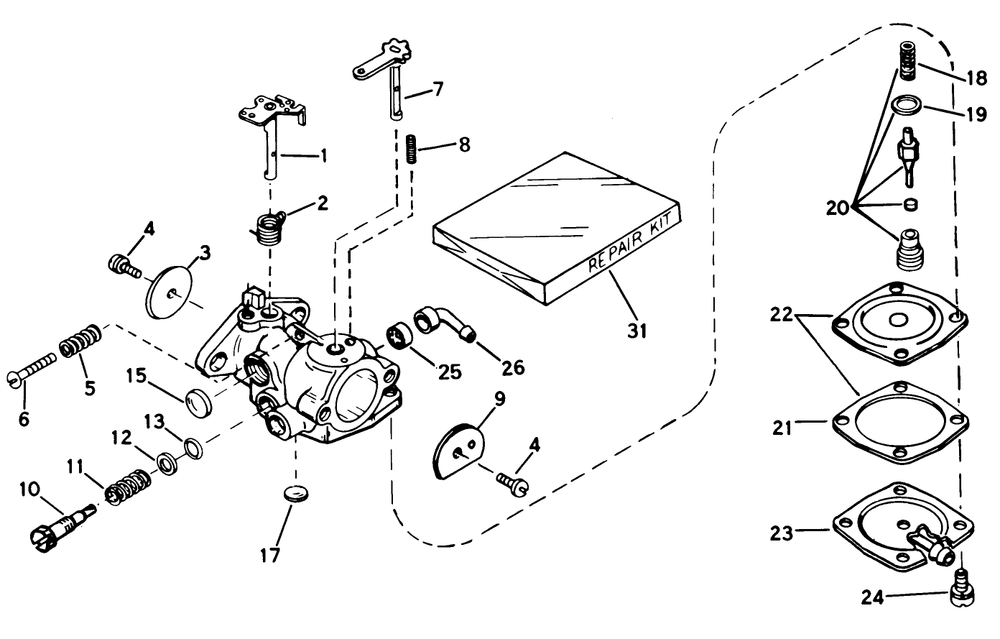Carburetor No. 632103 Diagram and Parts List for 38210 0000001 - 0999999 Toro Snow Blower