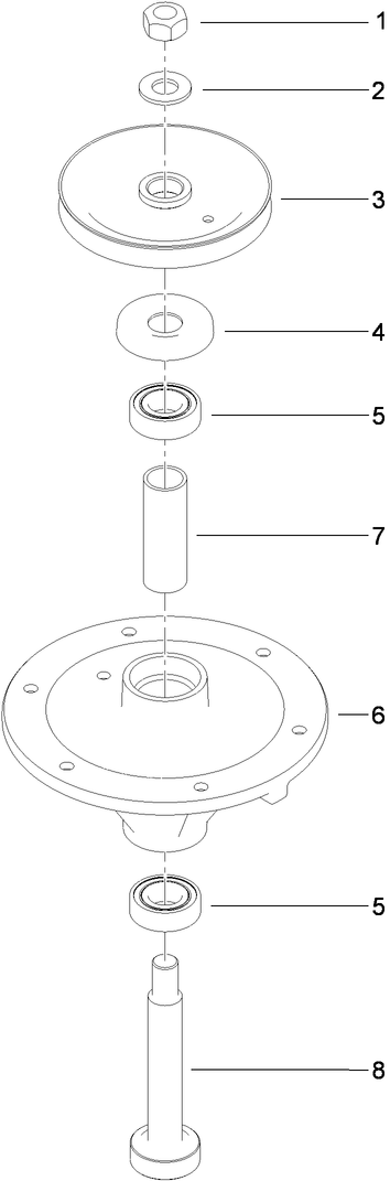 Spindle Assembly Diagram and Parts List for 79534 (310000001-310999999)(2010) Toro Lawn Mower