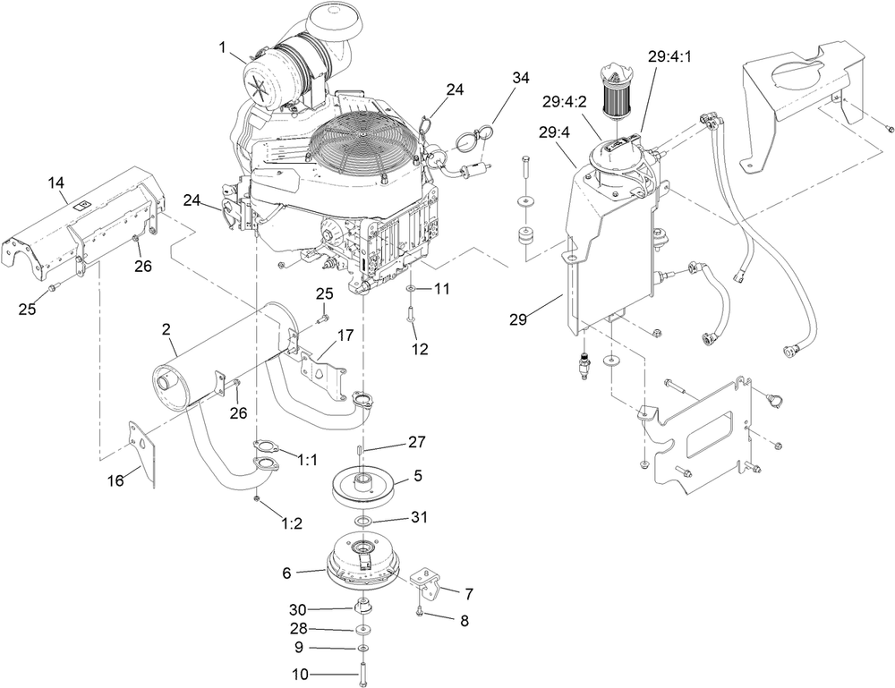 Engine Assembly Diagram and Parts List for 72517 400000000 - 414499999 Toro Lawn Mower