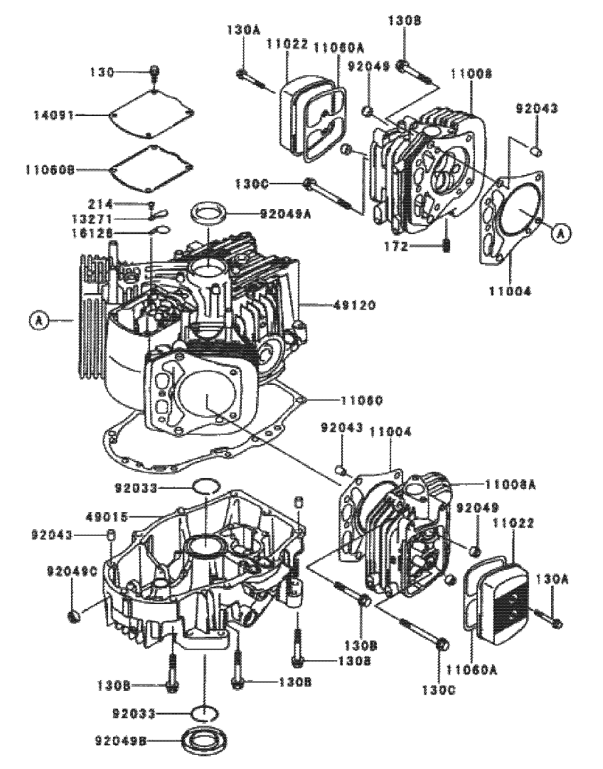 Cylinder And Crankcase Assembly Diagram and Parts List for 74173 (200000001-200999999)(2000) Toro Lawn Mower