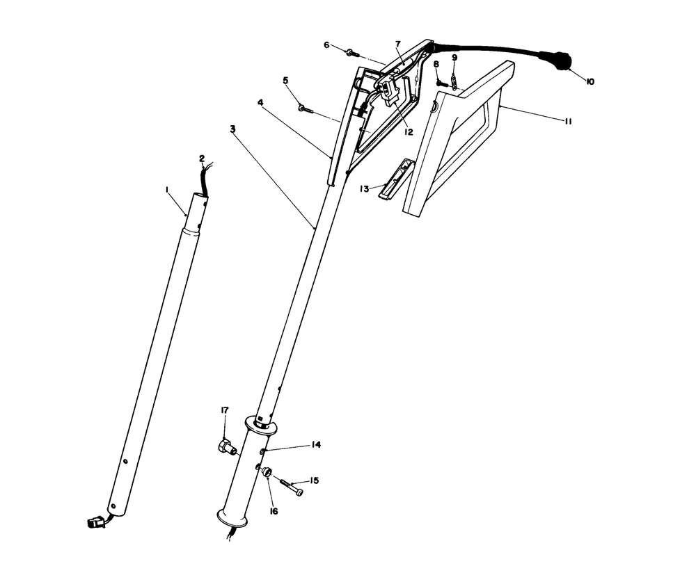 Handle Assembly Diagram and Parts List for 38325 1000001 - 1999999 Toro Snow Blower