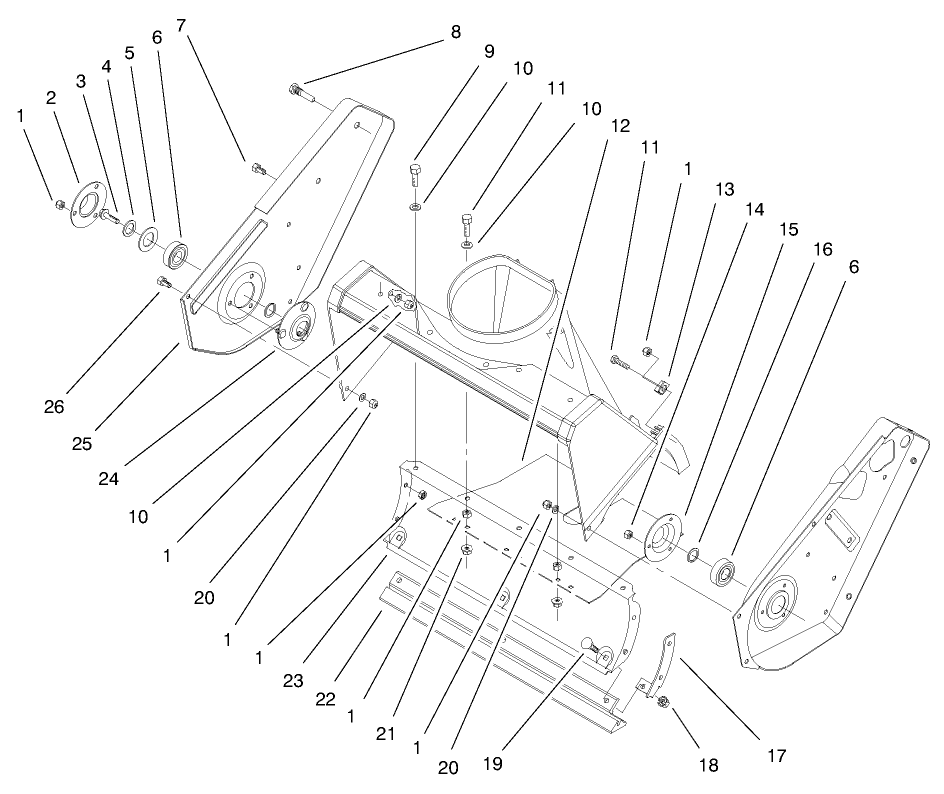 Side Plate & Scraper Assembly Diagram and Parts List for 38410 7900001 - 7999999 Toro Snow Blower