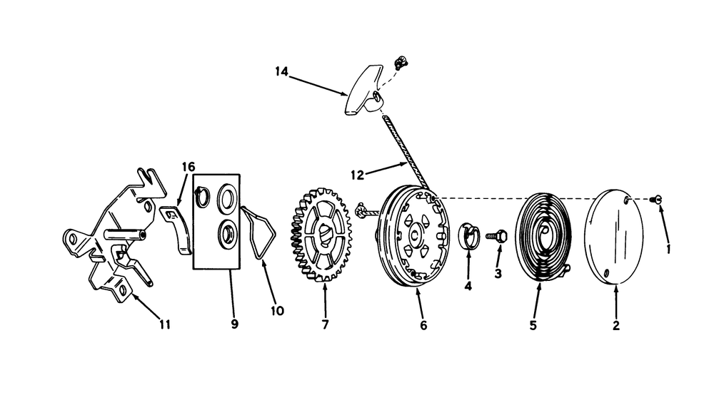 Rewind Starter No. 590519 Diagram and Parts List for 20700 8000001 - 8999999 Toro Lawn Mower