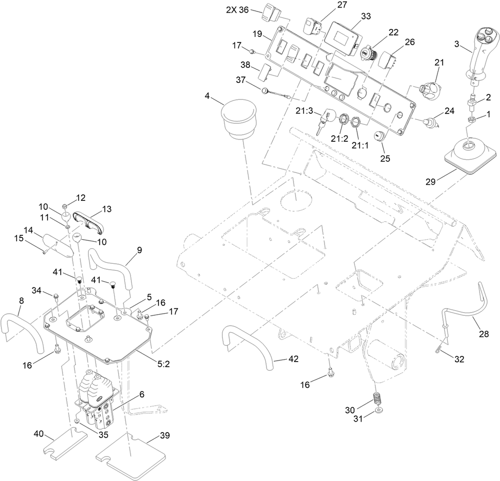 Console Assembly Diagram and Parts List for 22370 414487257 - 999999999 Toro Lawn Tractor Accessories
