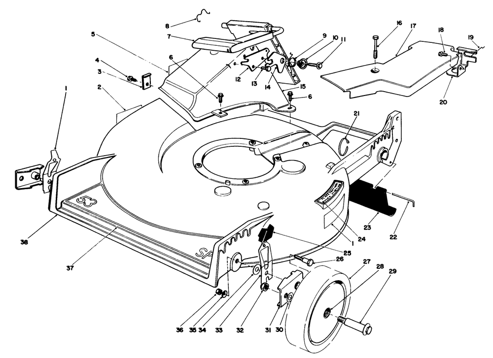 Housing Assembly Diagram and Parts List for 20747C 7000001 - 7999999 Toro Lawn Mower