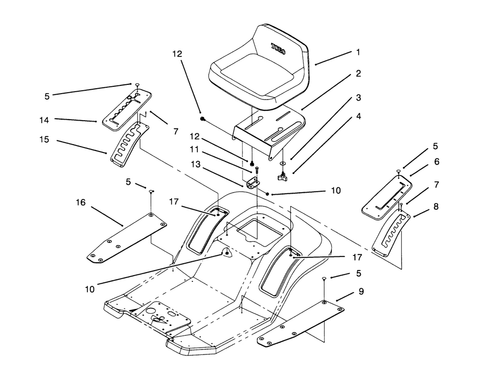 Seat Assembly Diagram and Parts List for 71184 6900001 - 6999999 Toro Lawn Tractor