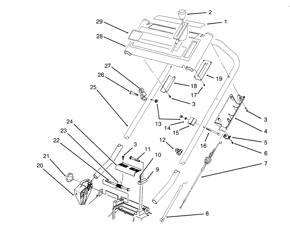 Handle Assembly Diagram and Parts List for 21011BC 5900001 - 5999999 Toro Lawn Mower