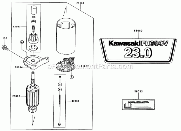 Starter/Decals Assembly Kawasaki Fh680v-As10 Diagram and Parts List for 74175 200000001-200999999 Toro Lawn Mower