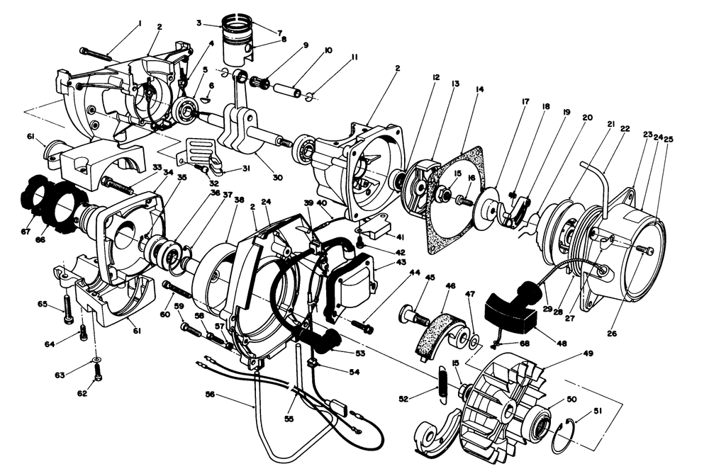 Engine Assembly Diagram and Parts List for 51645 5000001 - 5999999 Toro Trimmer