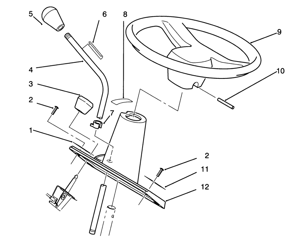 Steering Wheel And Console Assembly Diagram and Parts List for 72040 3900001 - 3999999 Toro Lawn Tractor