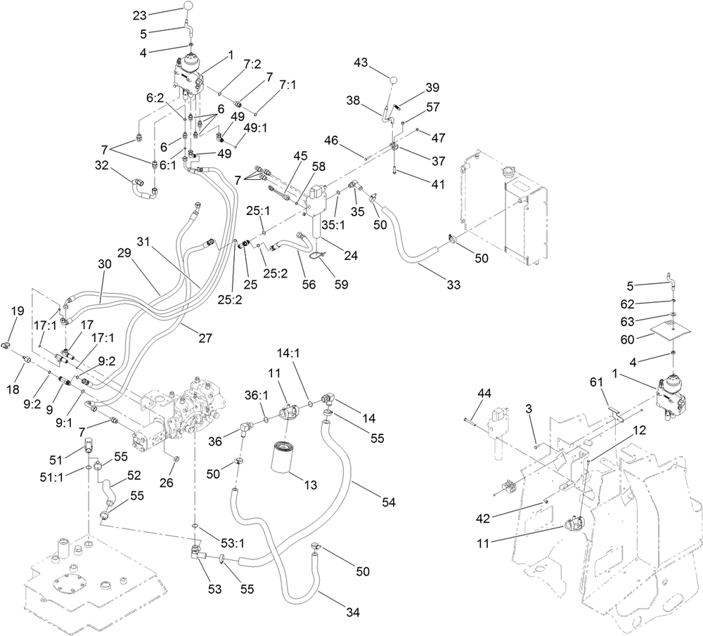 2-Spool Valve And Auxiliary Valve Assembly Diagram and Parts List for 22328HD 403100000 - 404356213 Toro Lawn Tractor Accessories