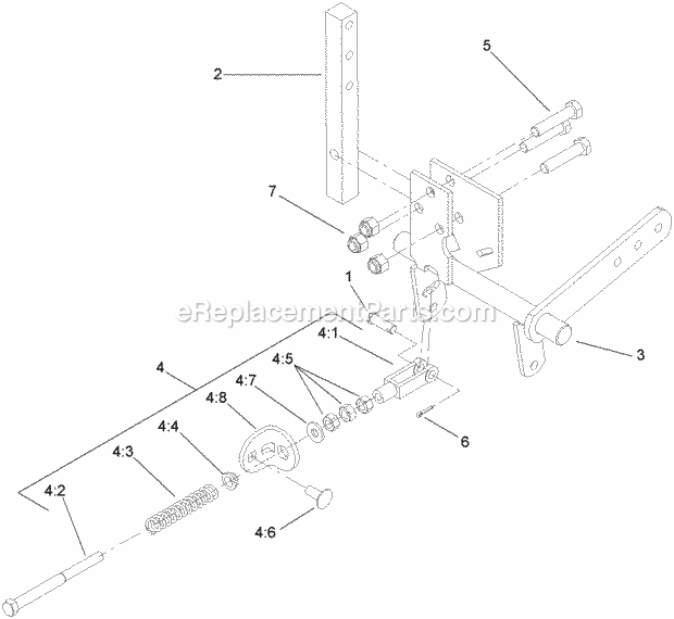 Rh Motion Control Assembly No. 109-3707 Diagram and Parts List for 74262CP 270000001-270999999 Toro Lawn Mower