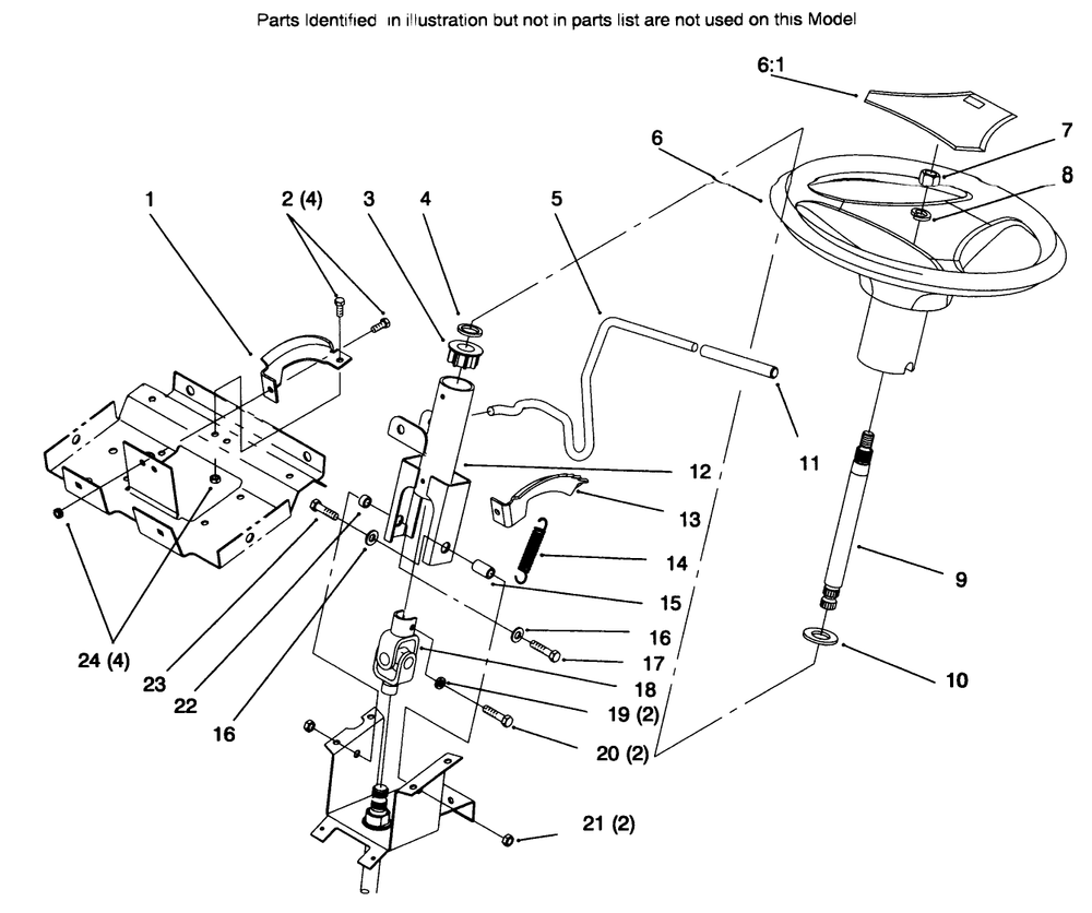 Steering Wheel And Tilt Diagram and Parts List for 72085 6900001 - 6999999 Toro Lawn Tractor