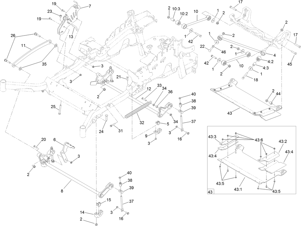 Deck Lift Assembly Diagram and Parts List for 74942TE (315000001-315999999)(2015) Toro Lawn Tractor