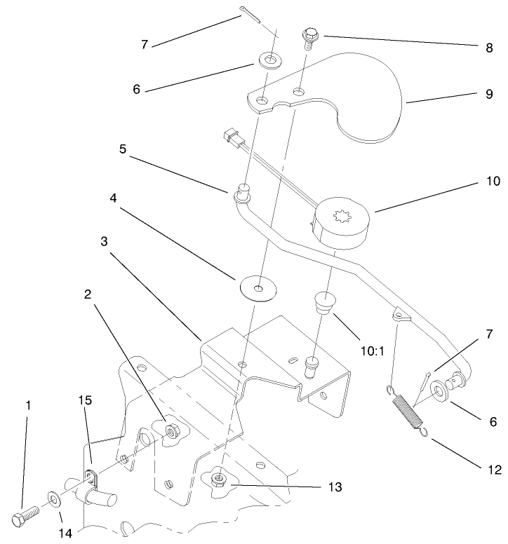 Cruise Control Assembly Diagram and Parts List for 73550 8900001 - 8999999 Toro Lawn Tractor