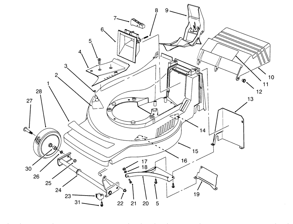 Housing Assembly Diagram and Parts List for 21011BC 5900001 - 5999999 Toro Lawn Mower