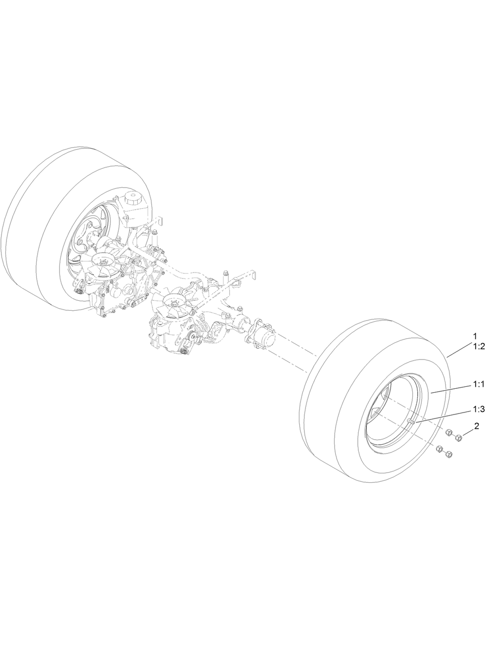 Rear Wheel Assembly Diagram and Parts List for 74492 407623893-999999999 Toro Lawn Tractor