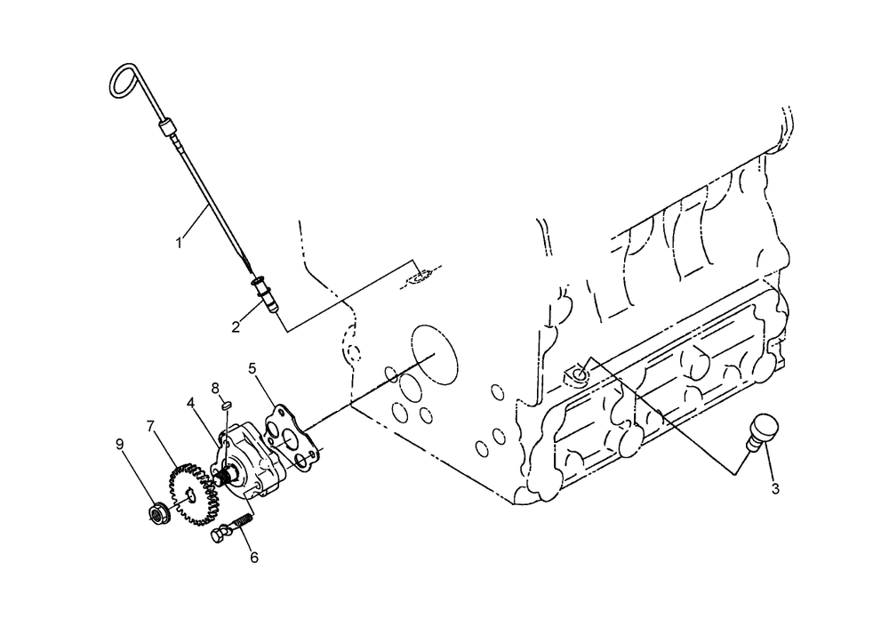 Dipstick, Guide And Oil Pump Assembly Diagram and Parts List for 74264TE (260000001-260999999)(2006) Toro Lawn Mower