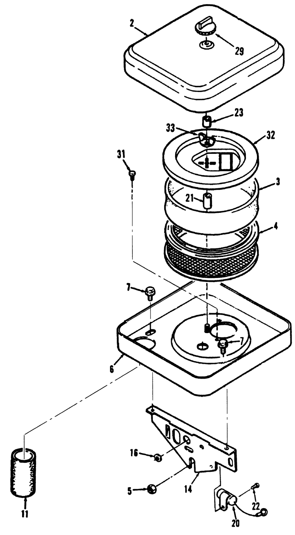 Air Cleaner Diagram and Parts List for 41-20OE03 2000001 - 2999999 Toro Lawn Tractor