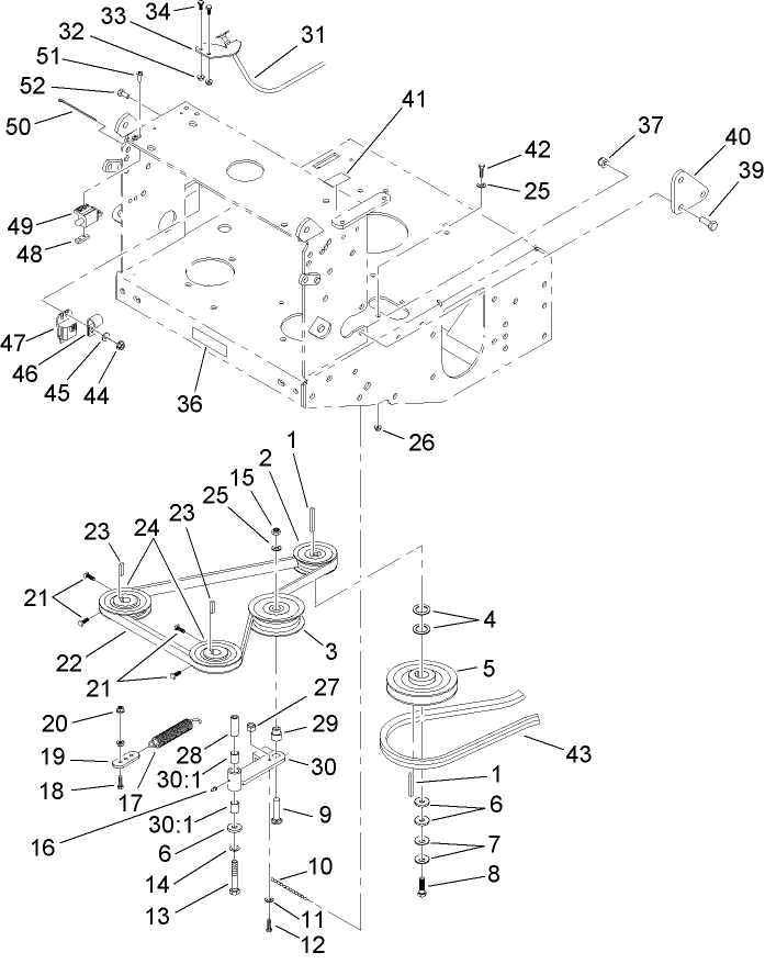 Drive Assembly Diagram and Parts List for 39984 (280000001-280999999)(2008) Toro Lawn Mower