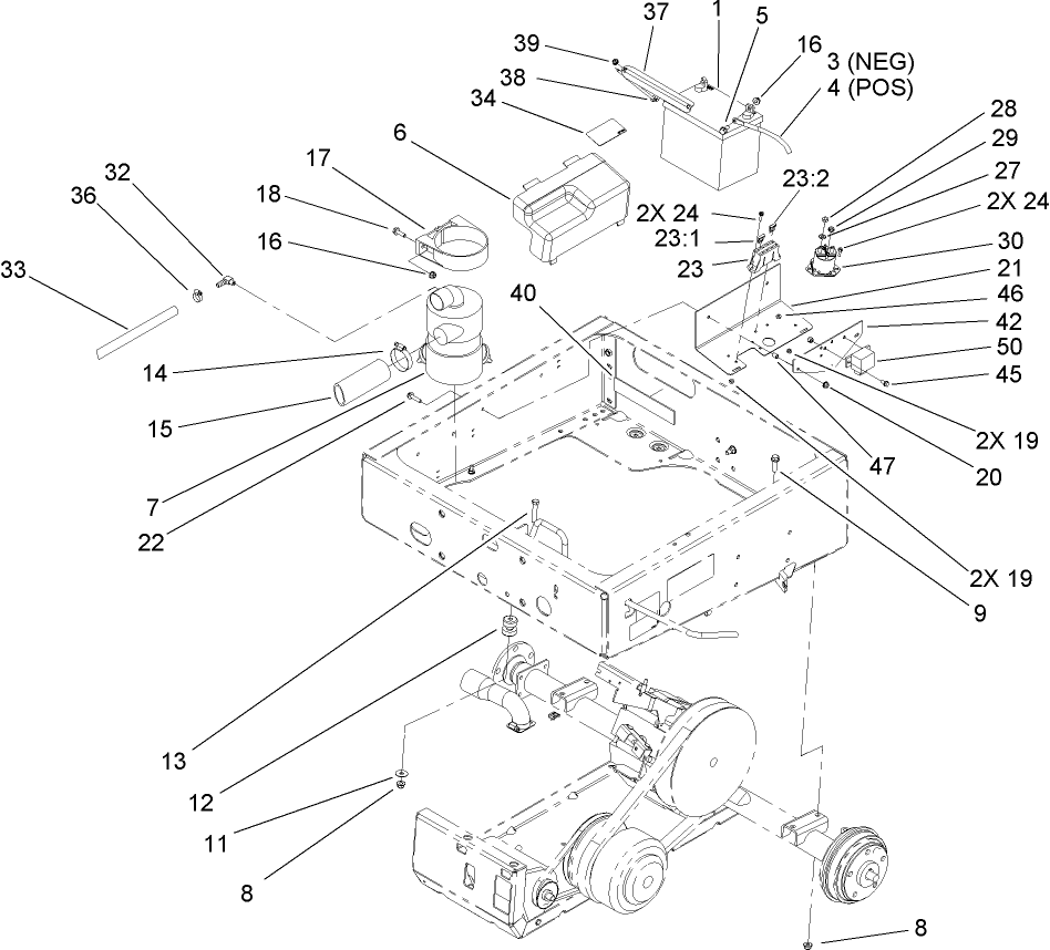 Drivetrain Mount Assembly Diagram and Parts List for 12004 240000001 - 240999999 Toro Lawn Tractor